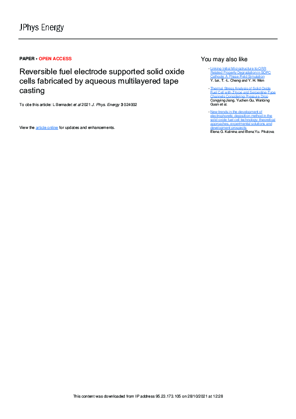 (PDF) Reversible fuel electrode supported solid oxide cells fabricated ...