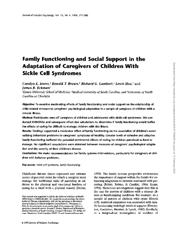 (PDF) Family Functioning and Social Support in the Adaptation of ...