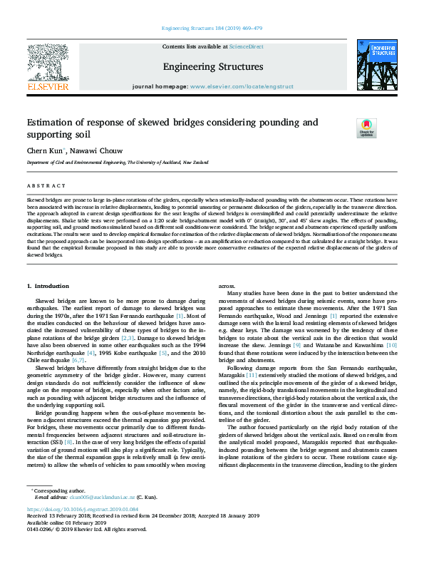 (PDF) Estimation of response of skewed bridges considering pounding and ...