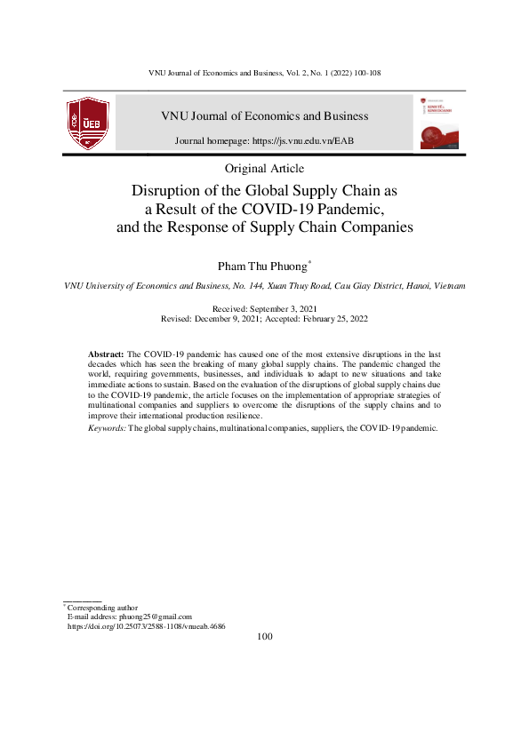 (PDF) Disruption of the Global Supply Chain as a Result of the COVID-19 ...