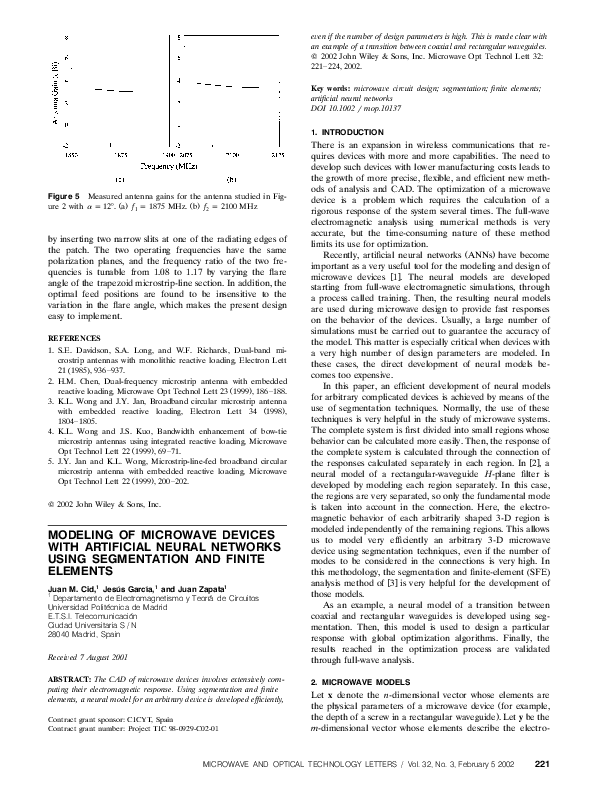 (PDF) Modeling of microwave devices with artificial neural networks ...