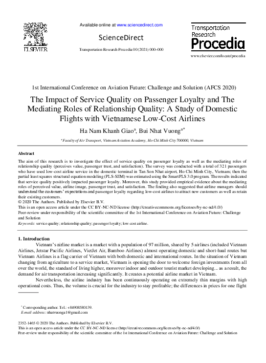 (PDF) The impact of service quality on passenger loyalty and the ...