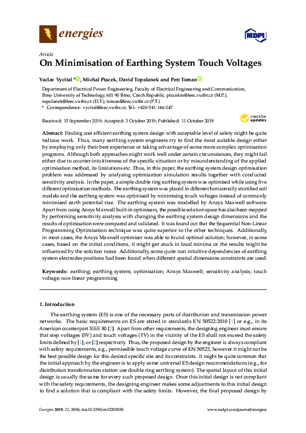 (PDF) On Minimisation of Earthing System Touch Voltages