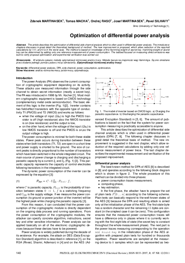 (PDF) Optimization of differential power analysis