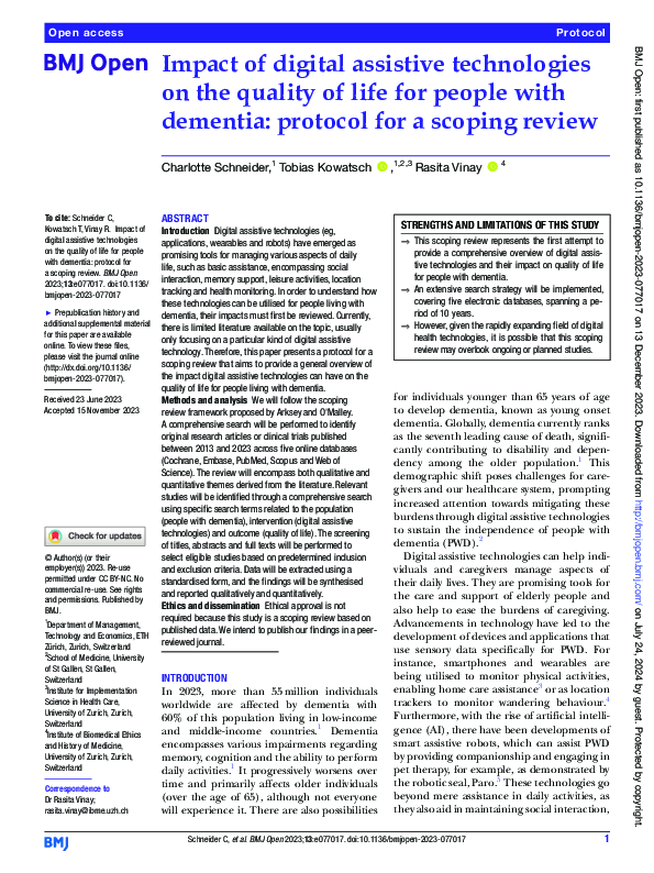 (PDF) Impact of digital assistive technologies on the quality of life ...