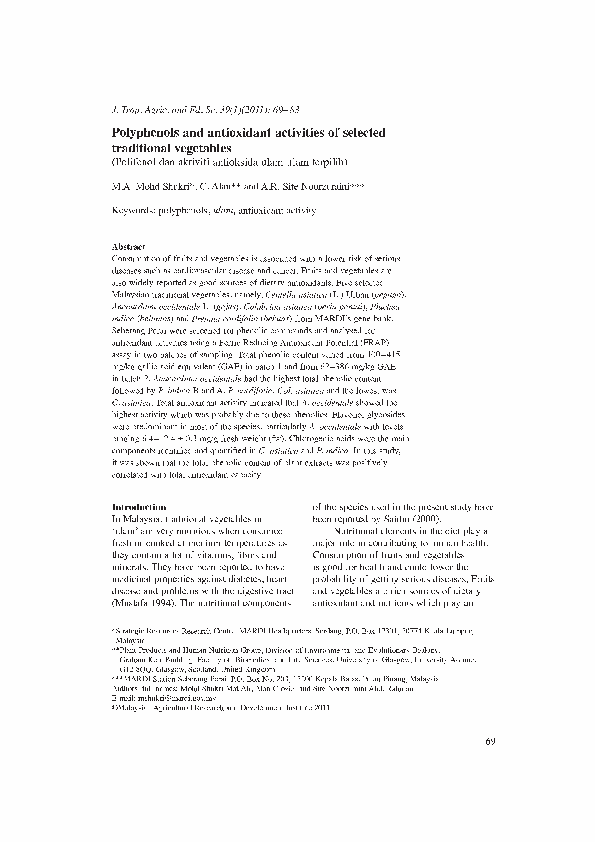 (PDF) Polyphenols and antioxidant activities of selected traditional ...