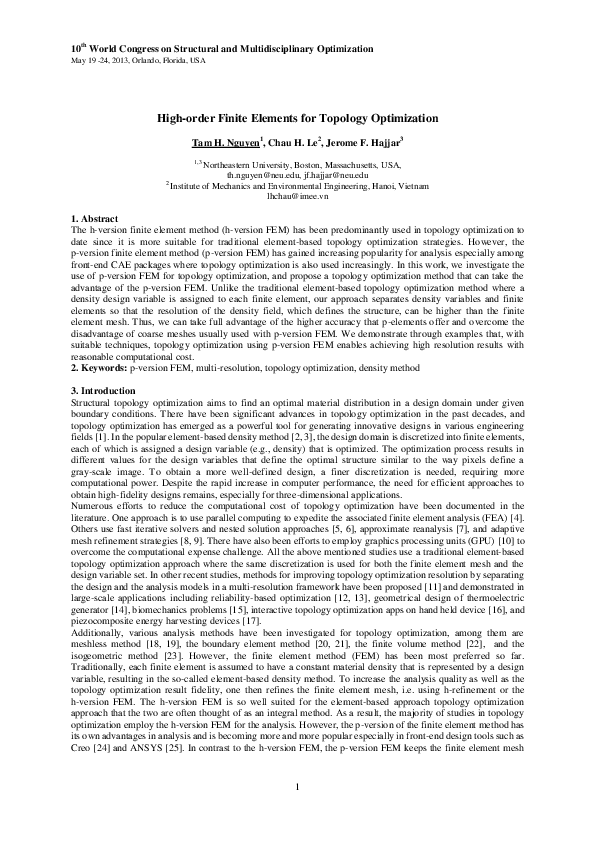 (PDF) High-order Finite Elements for Topology Optimization