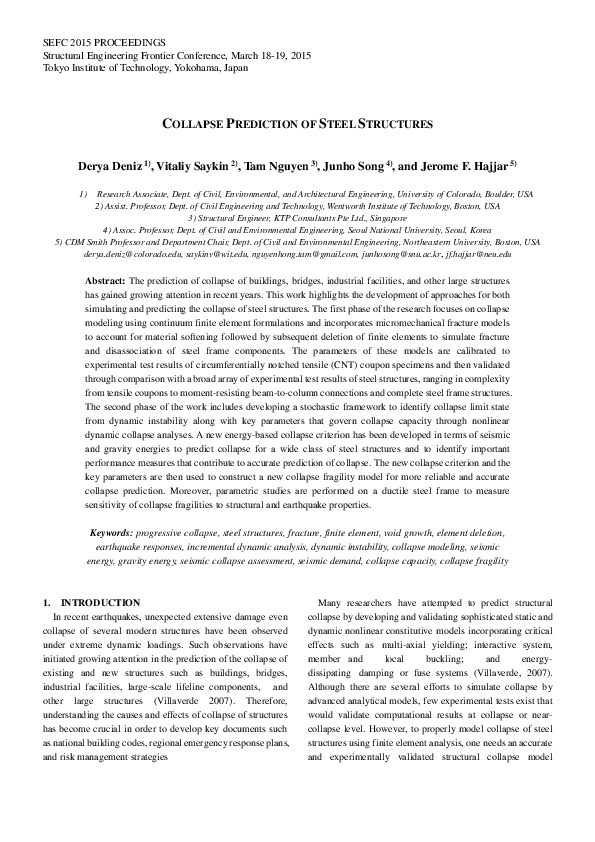 (PDF) COLLAPSE PREDICTION OF STEEL STRUCTURES