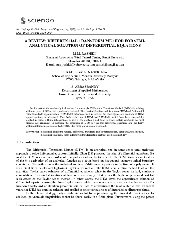 (PDF) A Review: Differential Transform Method for Semi-Analytical ...