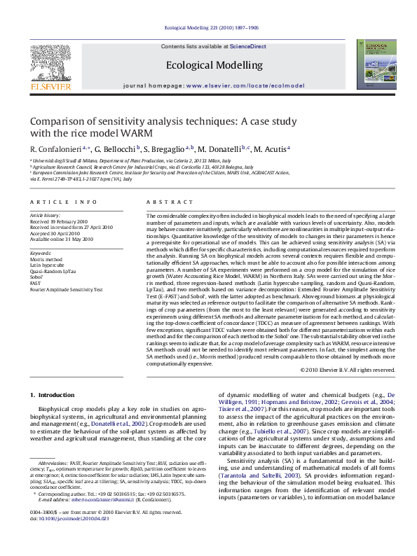(PDF) Comparison of sensitivity analysis techniques: A case study with ...