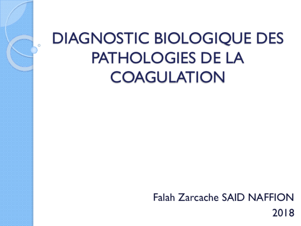 (PDF) PATHOLOGIES DE LA COAGULATION