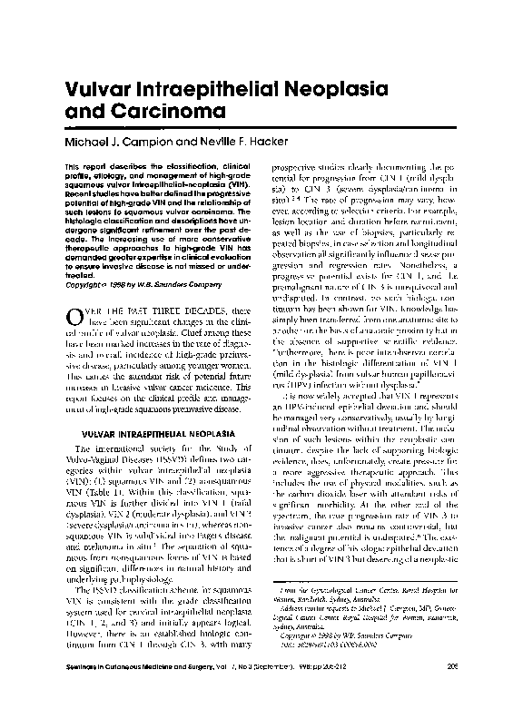 (PDF) Vulvar intraepithelial neoplasia and carcinoma