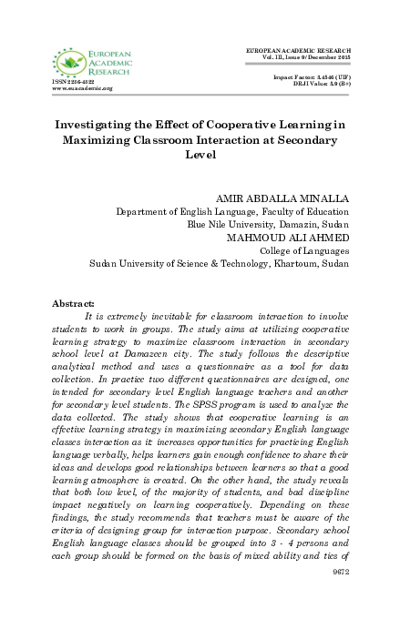 (PDF) Investigating the Effect of Cooperative Learning in Maximizing ...