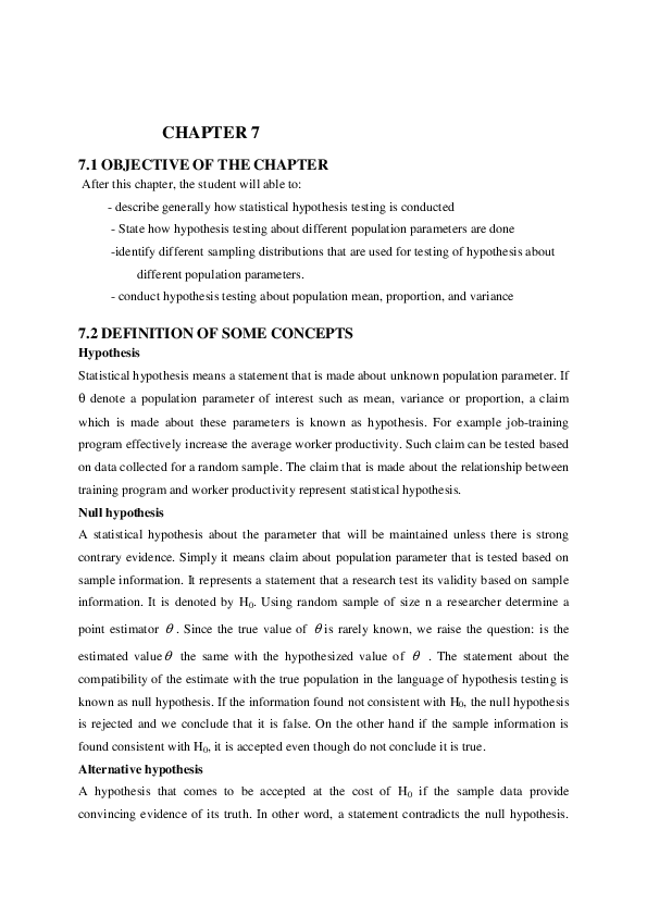 (PDF) Statistics Handout Chapter Seven Prepared by Abdella Mohammed Ahmed