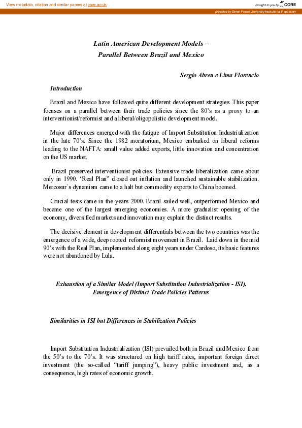(PDF) Latin American Development Models: A Parallel Between Brazil and ...