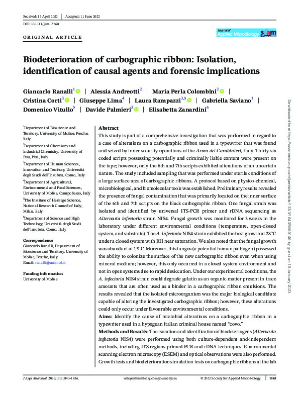 (PDF) Biodeterioration of carbographic ribbon: Isolation ...