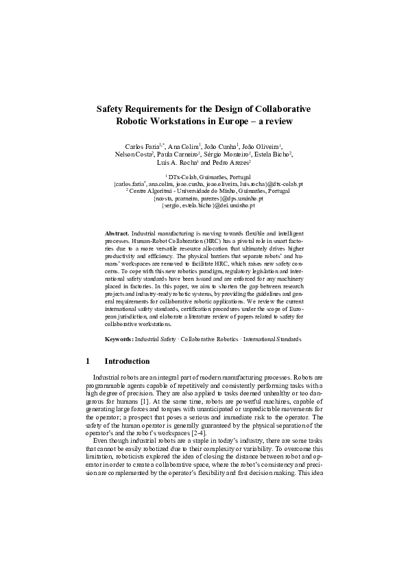 (PDF) Safety Requirements for the Design of Collaborative Robotic ...