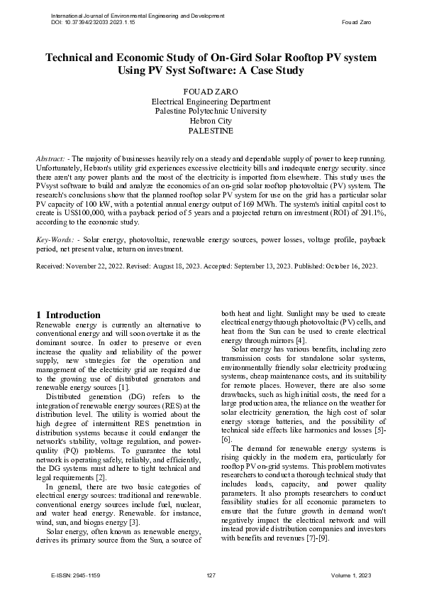 (PDF) Technical and Economic Study of On-Gird Solar Rooftop PV system ...