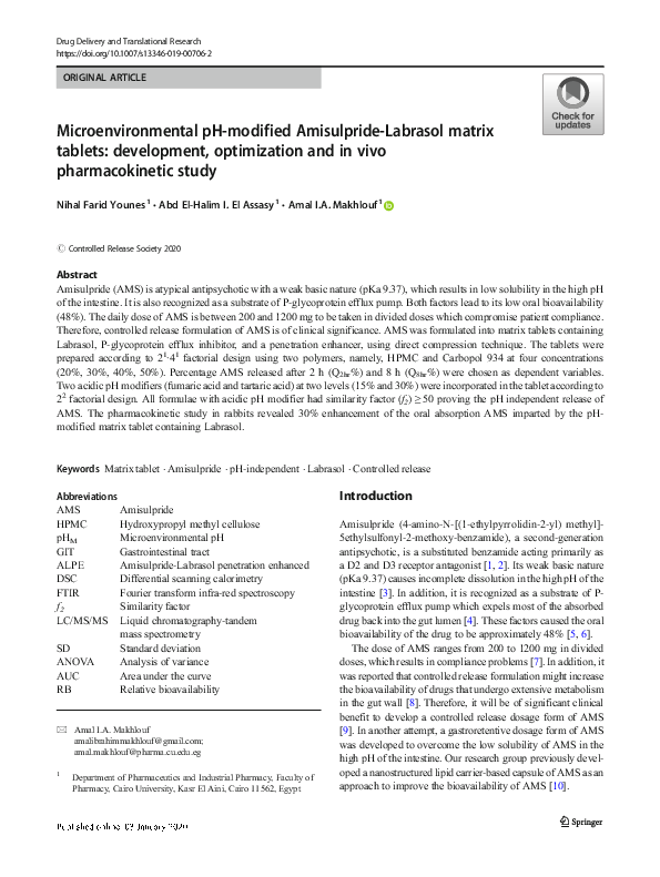 (PDF) Microenvironmental pH-modified Amisulpride-Labrasol matrix ...
