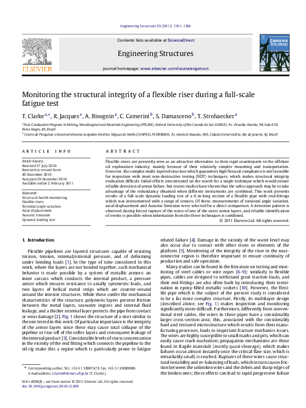 (PDF) Monitoring the structural integrity of a flexible riser during a ...