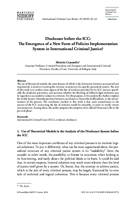 (PDF) Disclosure before the ICC: The Emergence of a New Form of ...