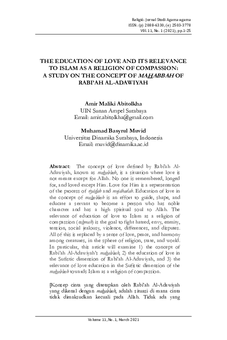 (PDF) The Education of Love and its Relevance to Islam as a Religion of ...