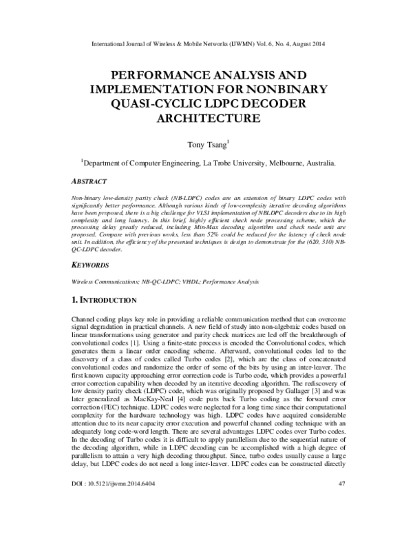 (PDF) Performance Analysis and Implementation for Nonbinary Quasi ...