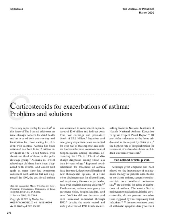 (PDF) Corticosteroids for exacerbations of asthma: Problems and solutions