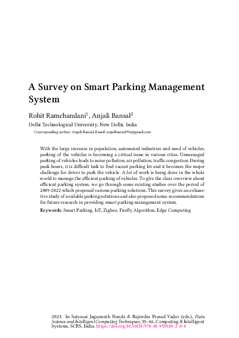 (PDF) A Survey on Smart Parking Management System