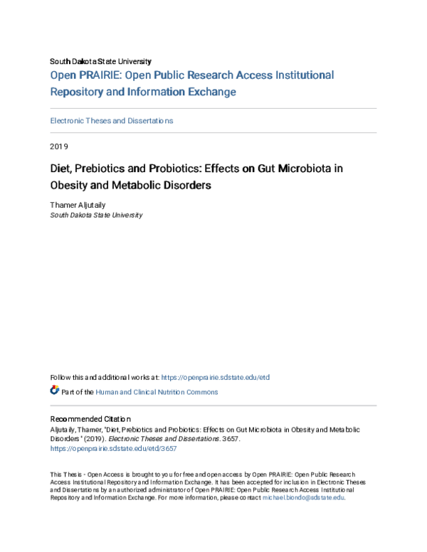 (PDF) Diet, Prebiotics and Probiotics: Effects on Gut Microbiota in ...