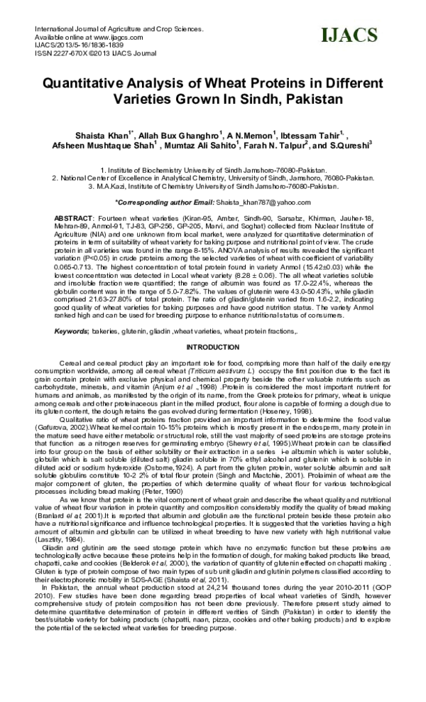 (PDF) Quantitative Analysis of Wheat Proteins in Different Varieties ...