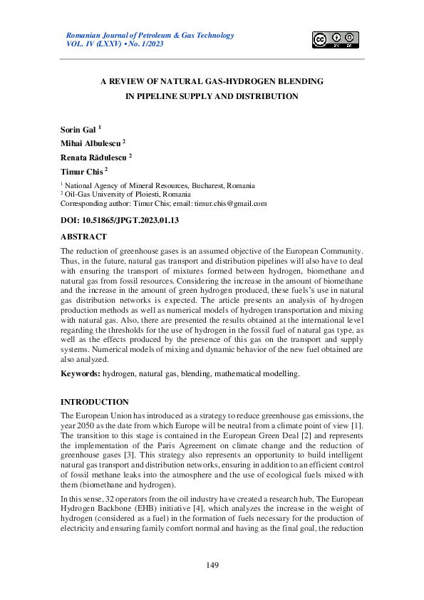 (PDF) A Review of Natural Gas-Hydrogen Blending in Pipeline Supply and ...