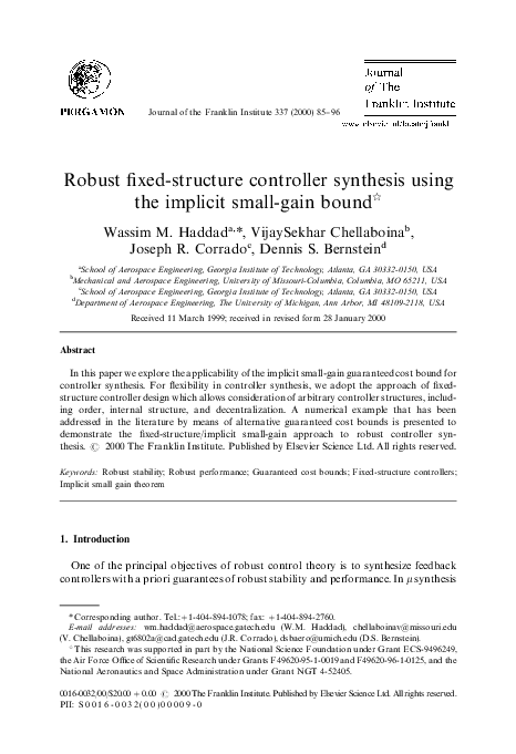(PDF) Robust fixed-structure controller synthesis using the implicit ...