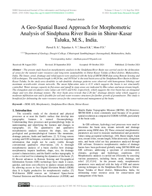 (PDF) A Geo-Spatial Based Approach for Morphometric Analysis of ...