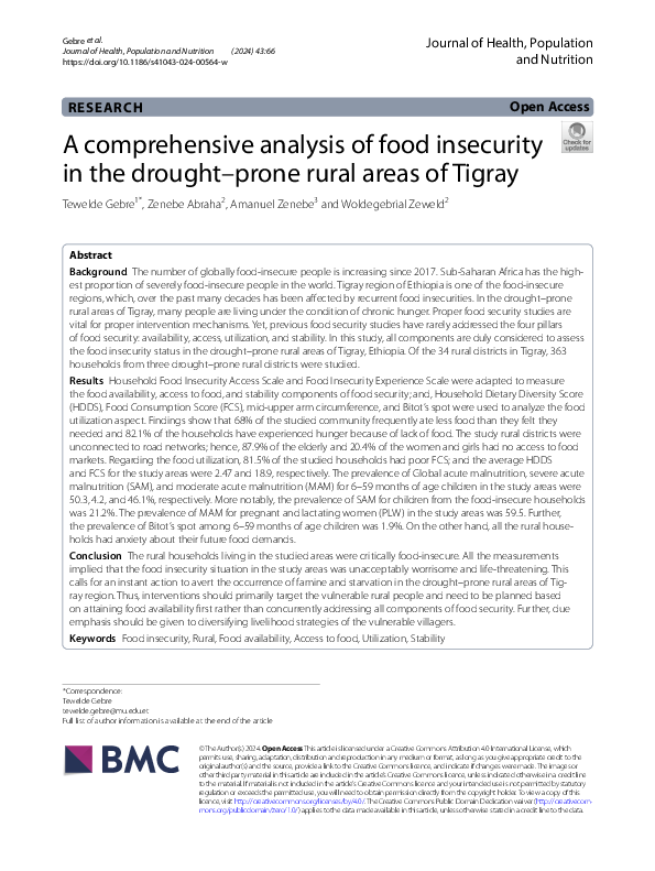 (PDF) A comprehensive analysis of food insecurity in the drought–prone ...