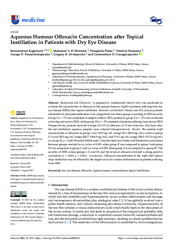 (PDF) Aqueous Humour Ofloxacin Concentration after Topical Instillation ...
