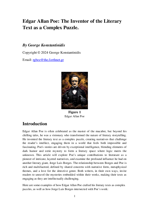 (PDF) Edgar Allan Poe: The Inventor of the Literary Text as a Complex ...