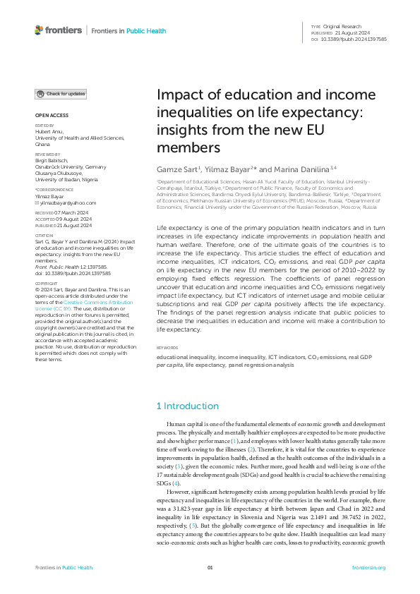 (PDF) Impact of Education and Income Inequalities on Life Expectancy ...