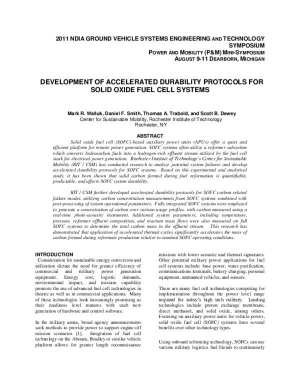 (PDF) Development of Accelerated Durability Protocols for Solid Oxide ...