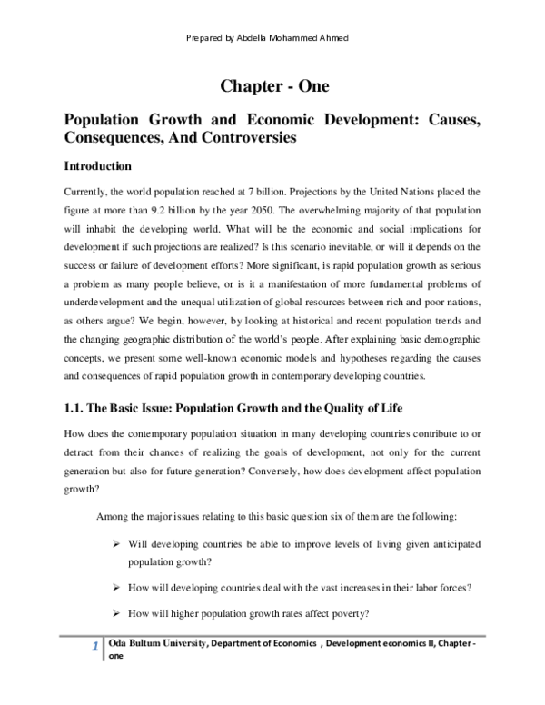 (PDF) Development economics chapter 1 Prepared by Abdella Mohammed Ahmed