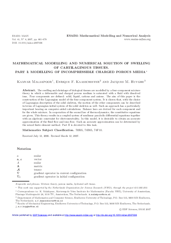 (PDF) Mathematical modelling and numerical solution of swelling of ...
