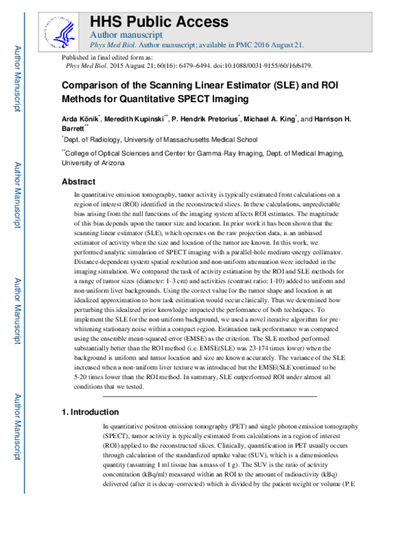 (PDF) Comparison of the scanning linear estimator (SLE) and ROI methods ...