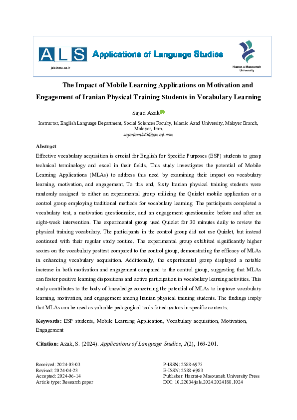 (PDF) The Impact of Mobile Learning Applications on Motivation and ...