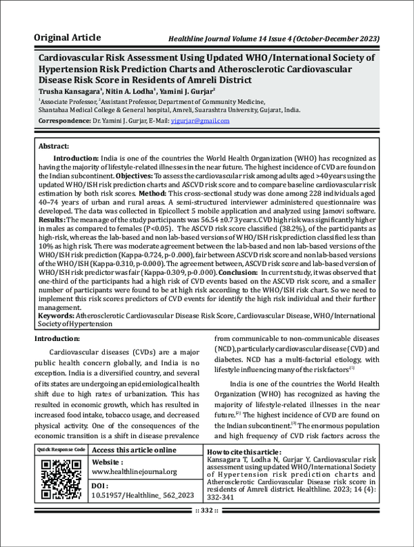 (PDF) Cardiovascular Risk Assessment Using Updated WHO/International ...