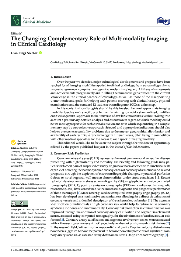 (PDF) The Changing Complementary Role of Multimodality Imaging in ...