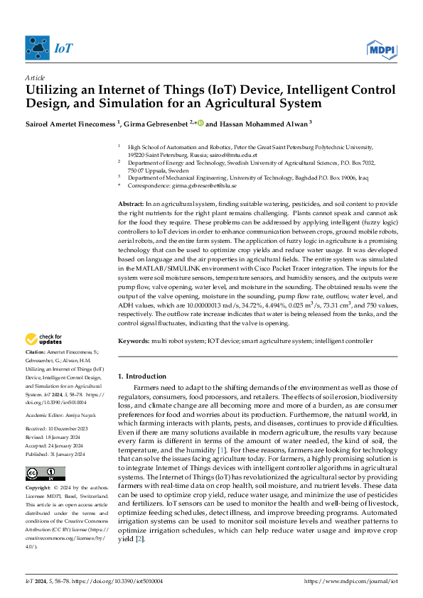 (PDF) Utilizing an Internet of Things (IoT) Device, Intelligent Control ...