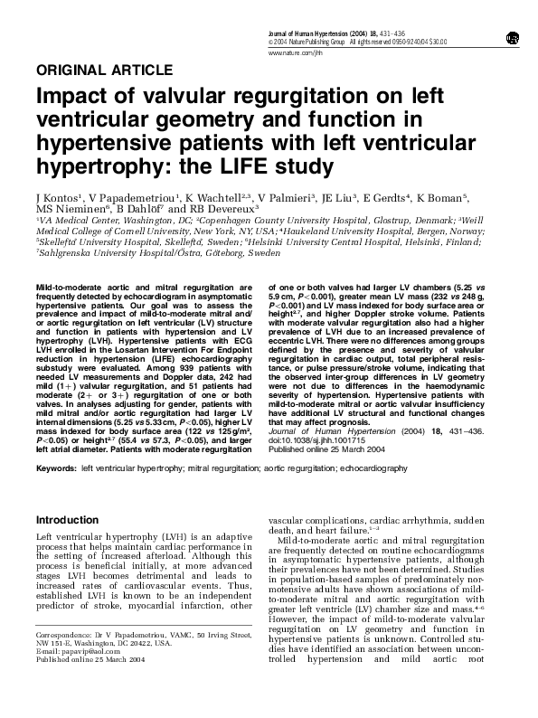 (PDF) Impact of valvular regurgitation on left ventricular geometry and ...