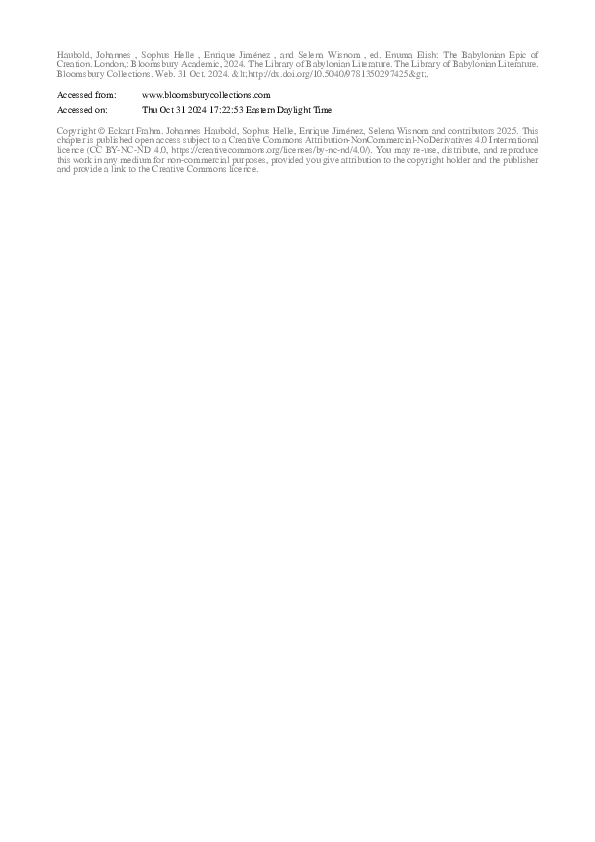 (PDF) Enuma eliš Outside the Cuneiform Tradition