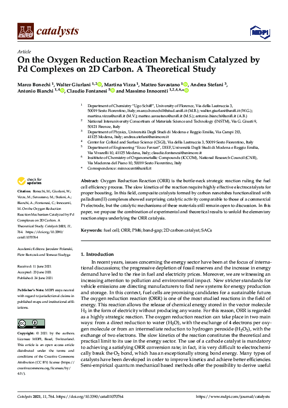 (PDF) On the Oxygen Reduction Reaction Mechanism Catalyzed by Pd ...