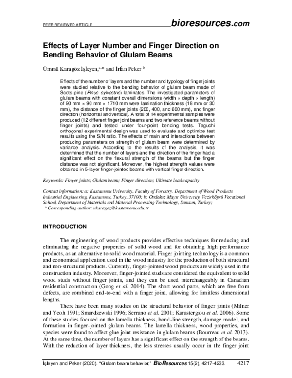 (PDF) Effects of layer number and finger direction on bending behavior ...